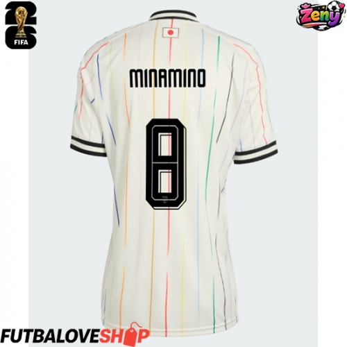 Dres Japonsko Takumi Minamino #8 Preč pre Ženy MS 2026 Krátky Rukáv